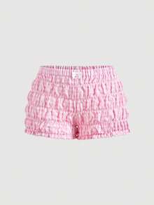 Shorts fruncidos kawaii con lazo: disfraz sexy de diablita, pantalones bombachos, conjunto para mujer. - Rosa - Ver 5