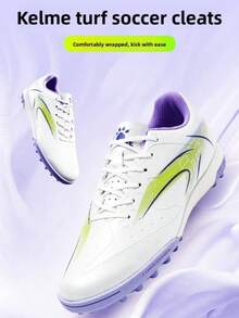 KELME Adult Soccer Cleats Jidian 6.0 Molded TF Turf Soccer Shoes For Match & Training - White Purple - View 1