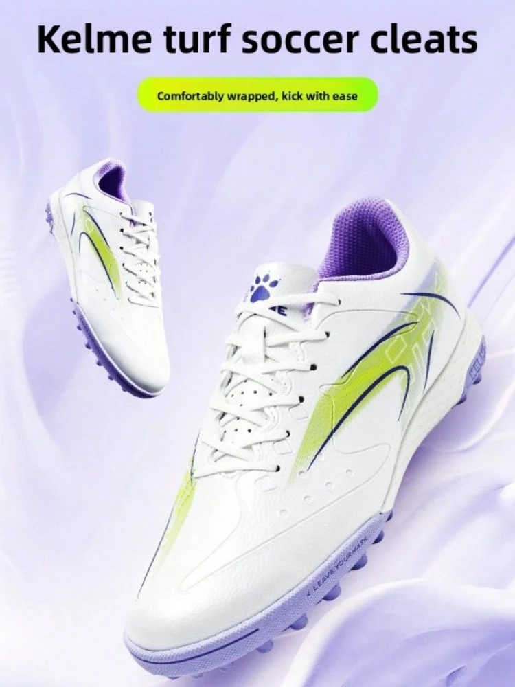KELME Adult Soccer Cleats Jidian 6.0 Molded TF Turf Soccer Shoes For Match & Training - White Purple - View 1