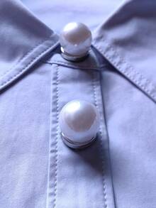 1PC/2PCS Three-Dimensional Spherical Shape Button Covers, Shirts Button Cover Clip On Button Covers Fashion Crystal Cufflinks Cover, Suitable For Tuxedo And Wedding Dresses Decoration - White - View 3