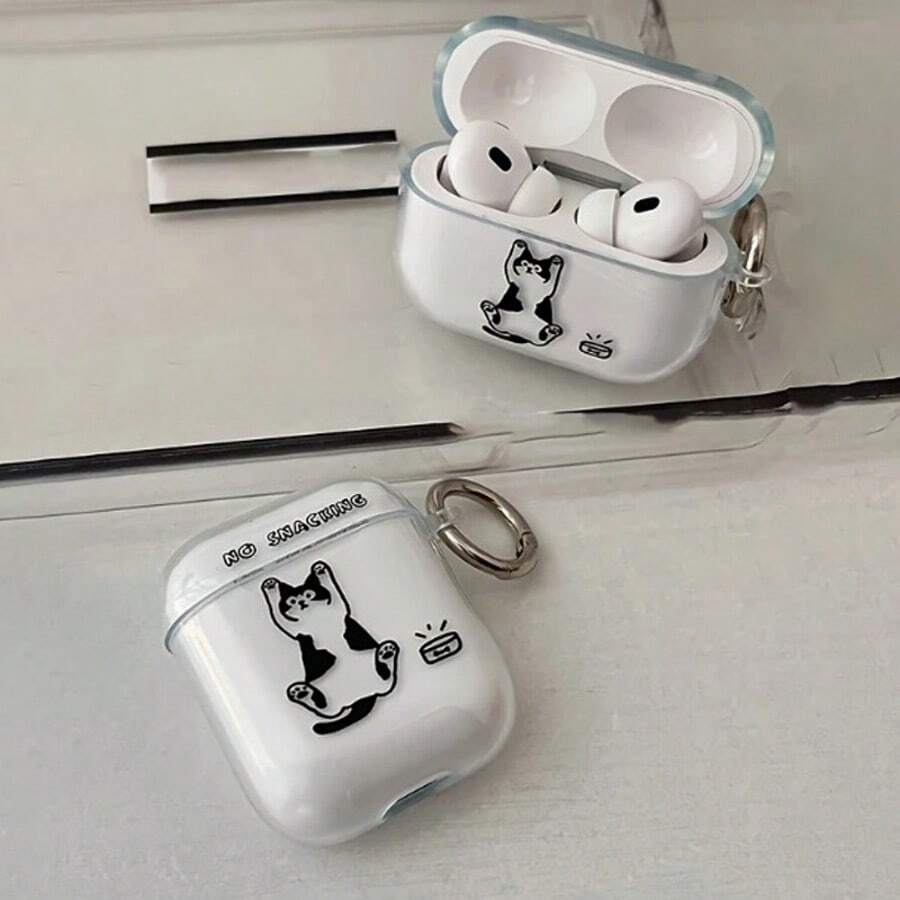 1 pieza Funda protectora de TPU suave y transparente con diseño de gato de dibujos animados lindo compatible con Apple 1/2, Pro/Pro2, Pro3 - Multicolor - Ver 1