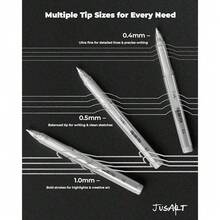 2026  Silver Pens With 0.4mm, 0.5mm & 1.0mm Assorted Tips, Opaque Ink Gel Pens For Black Paper, Drawing, Journaling & DIY Crafts, Ideal Drawing Pens For Artists & Art Supplies, 3 Pack - Silver 1 Count (Pack Of 3) - View 2