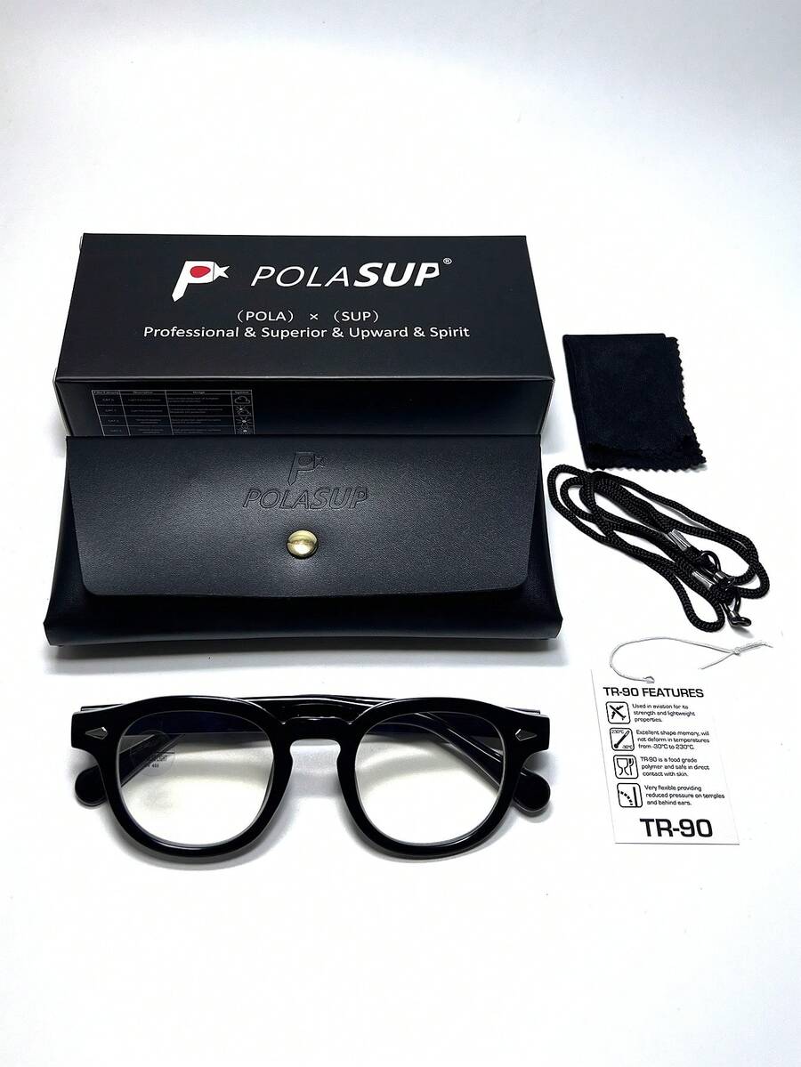 1 Set Montura de Gafas Retro con Remaches TR90 Estilo Clásico Plano de Moda Estilo Callejero Montura de Gafas Personalizada de Alta Gama Gafas sin Graduación Montura de Gafas Personalizada Estilo Artístico de Campus Retro Montura Redonda de Gafas Plano Montura de Gafas Versátil con Estuche de Gafas de PU - Multicolor - Ver 1