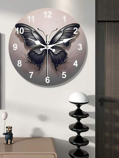 Reloj de pared de madera con forma de mariposa, arte de pared, decoración del hogar elegante y única de colores, regalo contemporáneo para el hogar familiar, regalo de boda para parejas