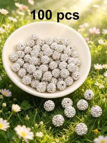 50/100pcs 10mm Shiny Disco Ball Beads - Reflective Multicolor Plastic Beads, Suitable For Jewelry Making, DIY Crafts, Necklace And Earring Accessories, Jewelry Making Beads, Earring Components, Handmade Beads - Multicolor - View 16