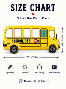 School Bus Themed Back To School Photo Frame, Durable Polyester Photo Background Fabric, With Photo Cutouts And "Welcome Back To School" Lettering, Foldable Campus Outdoor Activity Photo Frame, Student Welcome Party, First Day Of School, Back To School Party, Classroom Photography, Back To School Celebration, Campus Event Decoration. - School Bus - View 11