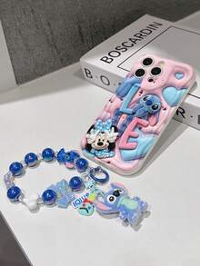 Disney Has Authorized, Phone Case - Chain Set, The Stitch Lilo & Stitch 3D Phone Case Plus A Silicone 3D Stitch Bracelet With Metallic Ring Removable Bracelet, Stitch And Angel Pattern, Compatible With Iphone17/16/15/14/13/12/11/XS/XR/X Plus Pro Max, A Stylish Cartoon Phone Case, The Perfect Gift Choice, Phone Protection, Durable Phone Cover, Great Gift For Friends And Family. - trắng - Xem 5