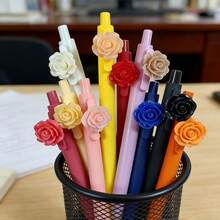 1pc Cute Floral Pattern Ballpoint Pen Set, Multiple Colors Available, Made Of Quick-Drying, Durable, And Lightweight Plastic, Perfect For Office Use And Gifting - Multicolor - View 5
