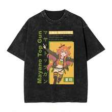 Local Warehouse Items Women's ClothesVintage Washed Men's T Shirts Code Geass Anime Printed Oversized Clothes Casual Women's Short Sleeved Tee Tops Summer 2025motif Women Clothes - 黑色 4 - 查看 1
