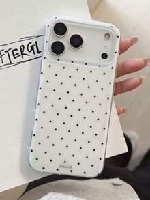 1pc Minimalist Korean Style Polka Dot Phone Case Compatible With Apple 11-17 Pro Max - White - View 2