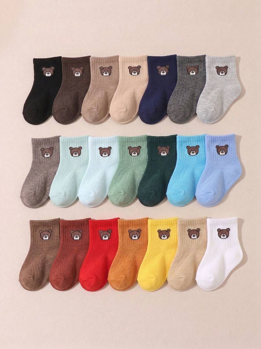 5/10 Pairs Random Infant Cute Bear Socks, Casual Socks For Baby Boys & Girls, 0-36 Months, Suitable For Spring/Summer/Autumn/Winter, Birthday Gift - Multicolor - View 1