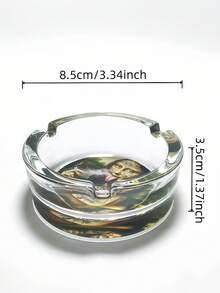 3.34-Inch Round Creative Pattern Glass Ashtray, Cartoon Theme Ashtray Decor, Home Decoration Ashtray, Holiday Gift For Friends - Creative Patterns - View 4