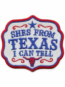 1件/2件/3件/4件 She's From Texas 德州風格音樂字體刺繡燙貼布章，復古外觀 - 彩色 - 查看 7