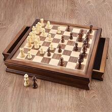 Easytoday 32cm/12.8inch Premium New Desktop Wooden Chess Set, Comes With 2 Extra Queens, Equipped With 2 Built-In Storage Drawers, New Chess Game, Suitable For Various Holiday Gifts, Party Games And Activities - Brown - View 6