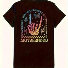 Plus Size - Plus Size - Plus Size Casual T-Shirt With Double-Sided Letter Print - Black - View 1