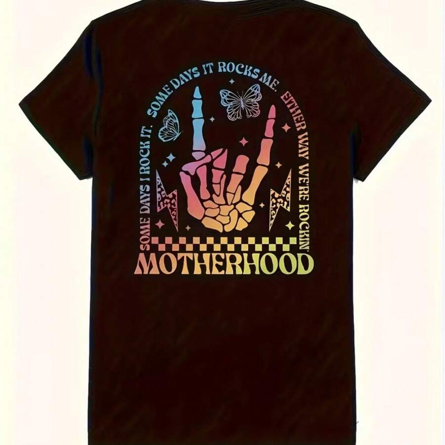 Plus Size - Plus Size - Plus Size Casual T-Shirt With Double-Sided Letter Print - Black - View 1