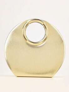 Bolsa de mão elegante e minimalista da moda 2024, bolsa de noite com alça de corrente, bolsa de festa, presente de luxo para o aniversário da namorada - Ouro - Ver 2