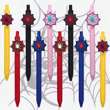 10pcs Spider Web Embossed Signature Pens, Black Ink, Spider Web Decorative Ballpoint Pens, Theme Party Decoration Pens - A - View 2