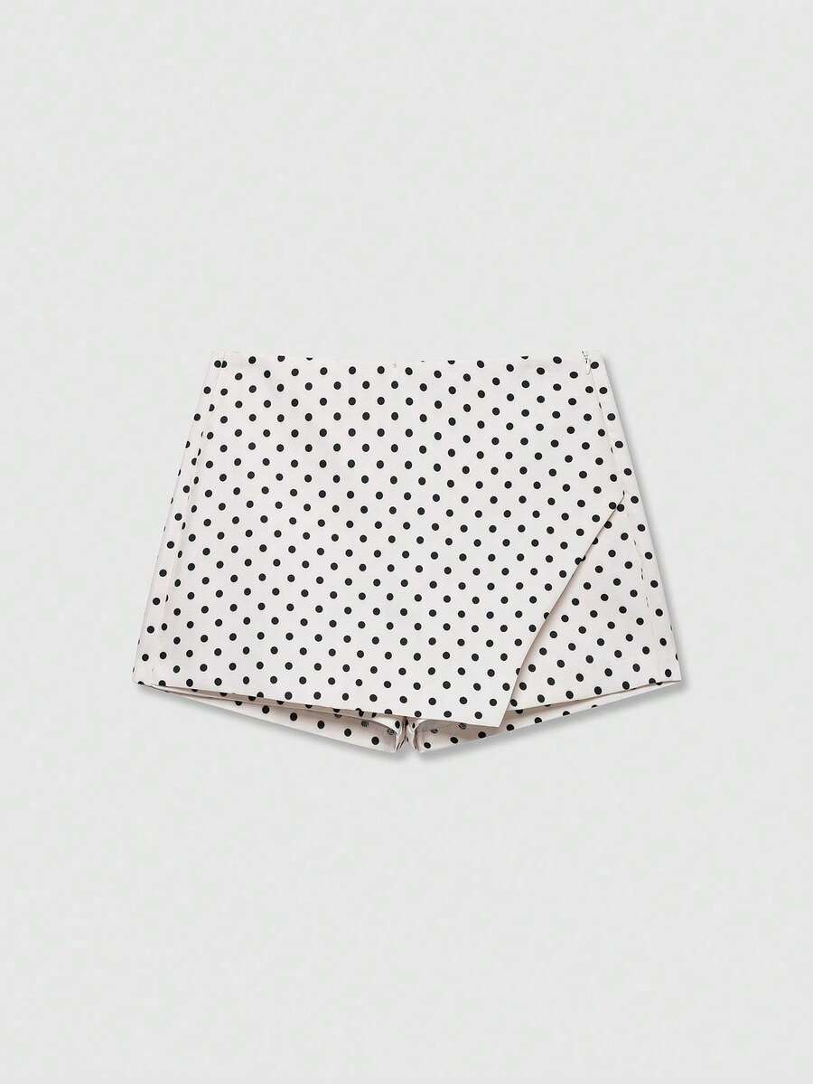 Falda-pantalón de unicolor asimétrica para mujer, estilo minimalista adecuada para el verano en color blanco - Beis 2 - Ver 1