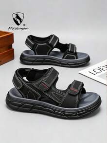 39-47 Plus Size Men's Summer Slippers, Outdoor Comfortable Casual Shoes, Lightweight Non-Slip Sandals, Durable Breathable Men's Sandals, Suitable For Outdoor & Daily Wear - Black 1109 - View 2