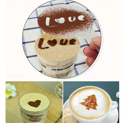 16Pcs Coffee Latte Art Stencils Set, Reusable Cappuccino Decorating Molds, DIY Coffee Drawing Templates For Home & Cafe