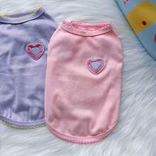 Vêtements pour chiens et chats de compagnie, simples et mignons, style doux, gilet pour petits chiens et chats, vêtements d'été, printemps et automne, vêtements pour animaux de petite race, violet et rose - Multicolore - Voir 9