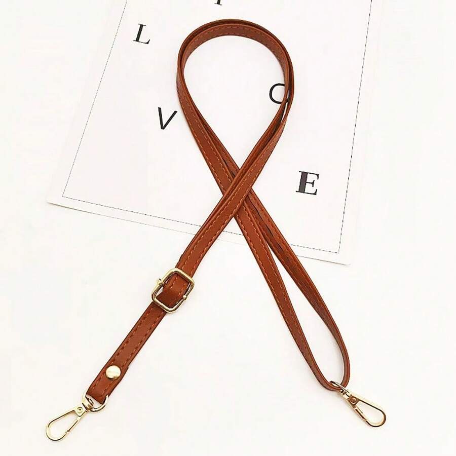 1pc PU Leather Replacement Shoulder Strap - 51 Inch Adjustable Length Crossbody Bag Strap With Gold Clasp And Buckle | Heavy-Duty Hardware, Suitable For DIY Handbag Making - New Model - View 1