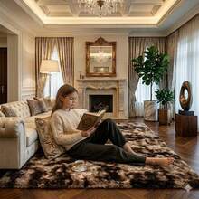 Luxury Shaggy Rug For Living Room Or Bedroom 2.00 X 1.40 - Mocha Brown - View 1