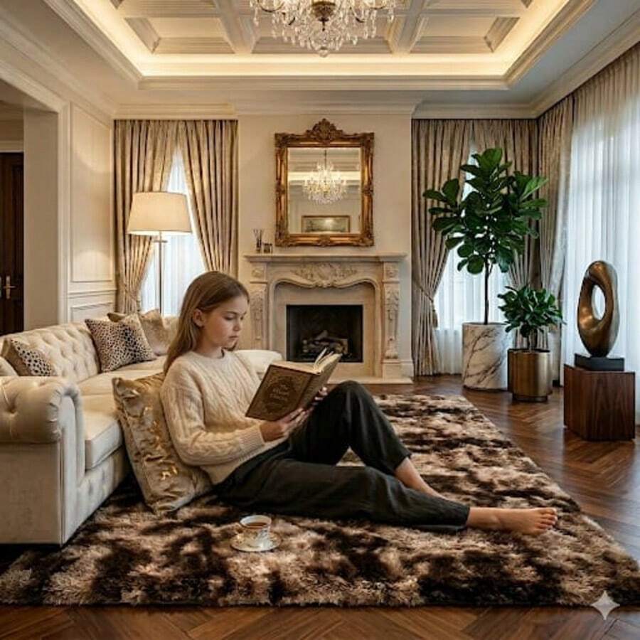 Luxury Shaggy Rug For Living Room Or Bedroom 2.00 X 1.40 - Mocha Brown - View 1