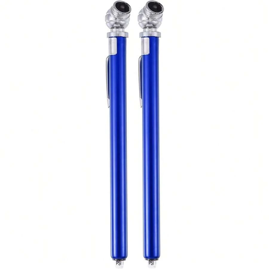 2026  2pcs 10-100PSI Dual Head Stainless Steel Truck Pen Tyre Tire Air Pressure Gauge Grip Air Gauge For Bike ATV Car SUV Large Vehicle Tester Blue - Blue - View 1