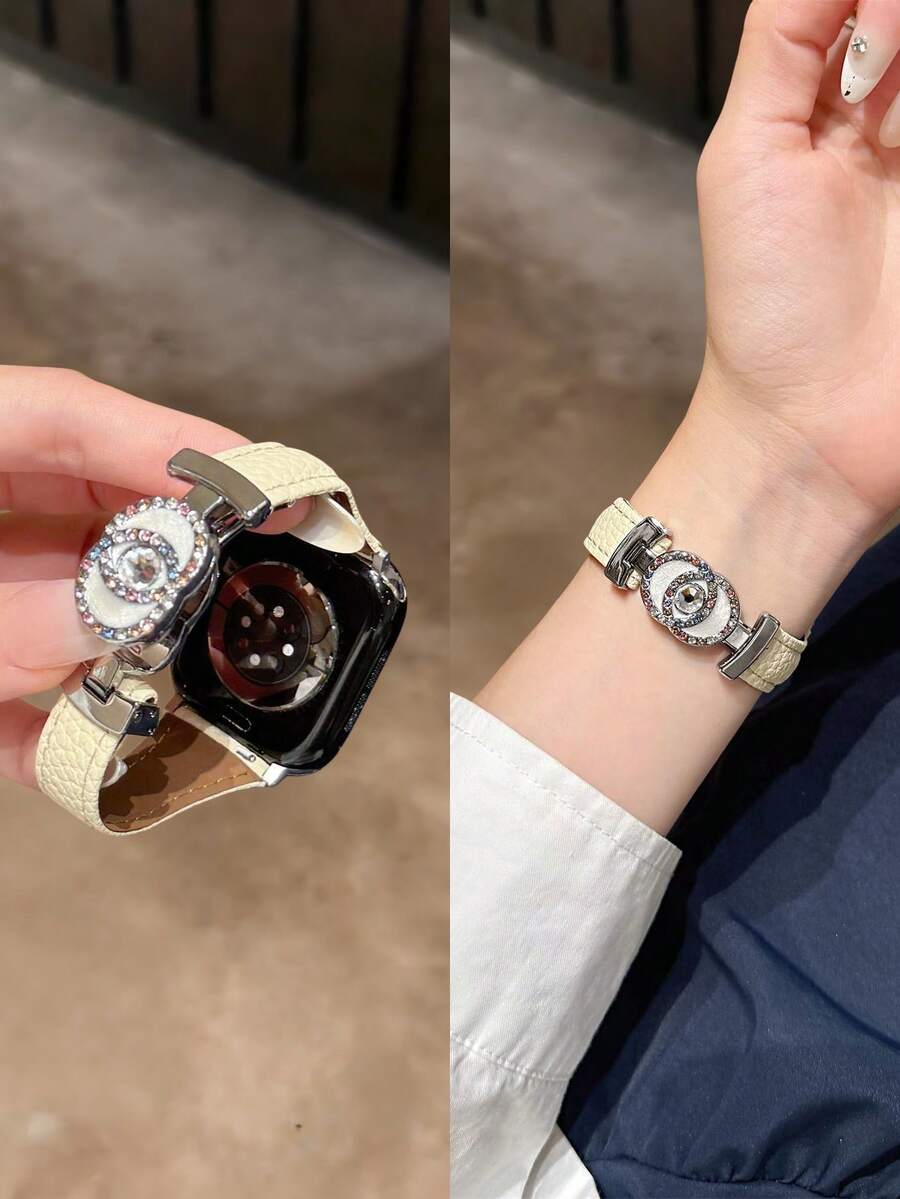 適用 38/40/41/42/44/45/46/49mm，Ultra/SE 2/SE 1/Series 11/10/9/8/7/6/5/4/3/2/1，高級鑽石紋人造皮革磁吸錶帶