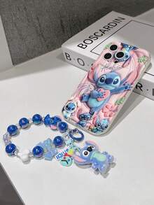 Disney Has Authorized, Phone Case - Chain Set, The Stitch Lilo & Stitch 3D Phone Case Plus A Silicone 3D Stitch Bracelet With Metallic Ring Removable Bracelet, Stitch And Angel Pattern, Compatible With Iphone17/16/15/14/13/12/11/XS/XR/X Plus Pro Max, A Stylish Cartoon Phone Case, The Perfect Gift Choice, Phone Protection, Durable Phone Cover, Great Gift For Friends And Family. - White - View 5