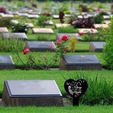 平面紀念花園銘牌 - 心形 2D 印刷壓克力墓碑標記，附「你的翅膀已準備好，但我們的心還沒準備好」名句，戶外耐候同情裝飾，週年紀念自然靈感藝術裝飾 - A - 查看 1