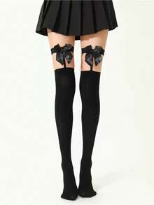 1 Stück Y2K Schleife süßes Mädchen Hot Girl Beinring Hosenträger Oberschenkelhohe Socken, stilvolle vielseitige Over-The-Knee Socken - Verschiedenfarbig - Übersicht 5