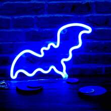 1pc LED Neon Light Halloween Decoration, Bat Shaped Neon Light Gothic Night Light Battery Operated Table Lamp Suitable For Bedroom, Bar, Wall, Coffin Decoration - Bat - Multicolor - View 3