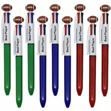 12 PCS Multicolor Rugby Football Ballpoint Pen Retractable 4 In 1 Colored Pens Cool Ball Sports Pen 4 Color Pens For School Students Party Office - Red Green Blue - 查看 7
