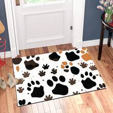 1 pieza, Decoración del hogar, Alfombra de barro de diatomeas con estampado de huella de pata, Fácil de limpiar, Impresión 3D rectangular, Adecuada para entrada, sala de estar, cocina, dormitorio, pasillo, baño, lavandería - Alfombra de poliéster, Adecuada para decoración del hogar interior y exterior - Multicolor - Ver 2