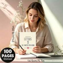 1pc Letters To My Little Girl Spiral Notebook, Wooden Pulp Paper, Student & Office Use, Back To School Season - A - View 10