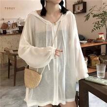 Lightweight Sheer Hooded Zip Front Cover-Up For Women Effortless Summer Sun Protection Or Vacation Styling - White - View 5