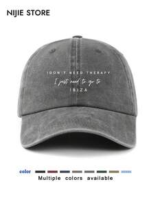 1pc Fashion IBIZA Slogan Graphic Adjustable Women Baseball Cap, Vintage Washed, Lightweight Breathable Sun Protection Hat, Suitable For Outdoor, Sports, Vacation, Unisex Gift - Ibiza - View 1