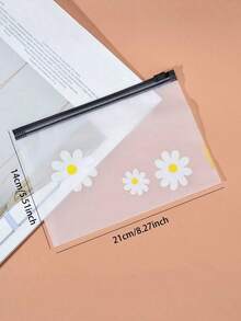 10/20/50PCS Daisy Pattern Storage Bags, Lightweight Multifunctional Makeup Pouch, Zipper Bag, Translucent Frosted Edge Student Stationery Pencil Case, Plastic Film Bag, Sealed Pocket, Suitable For Travel, Work, Picnic Use,Back To School,Back To School - Multicolor - View 7