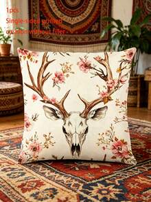 1 Set Farmhouse Style Skull & Flower Pattern Table Runner, Includes 1 Table Runner, 4 Placemats, 1 Pillow Cover, Suitable For Home Kitchen Decor, Indoor/Outdoor Party Decoration - Multicolor - View 12