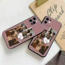 1 pieza Funda de teléfono de TPU líquido, funda de teléfono con imagen personalizada, funda blanda con patrón personalizado, funda de teléfono para parejas, personalización de fotos antideslizante de alta definición, diseño antideslizante y grueso, impresa con vida, familia, flores beige y otras fotos variadas, elegante y de moda, colores ricos, versátil, personalización única, compatible con iPhone, serie Galaxy y otros modelos. - Negro - Ver 4