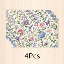 1pc Floral Pattern Linen Placemat, Breakfast Mat, Coffee Mat, Cup Coaster, Bowl & Plate Mat, Kitchen Accessory, Easy To Clean, Suitable For Home, Restaurant, Restaurant Decor, Holiday Gift, Gift For Friends, Multi-Piece Set - Multicolor - View 21
