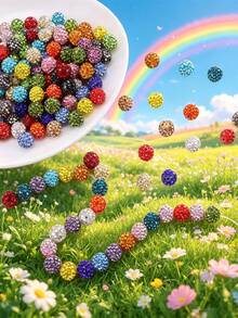 50/100pcs 10mm Shiny Disco Ball Beads - Reflective Multicolor Plastic Beads, Suitable For Jewelry Making, DIY Crafts, Necklace And Earring Accessories, Jewelry Making Beads, Earring Components, Handmade Beads - Multicolor - View 7