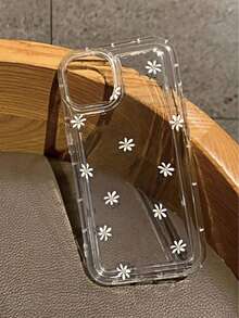 1 pieza Funda de teléfono transparente con patrón floral minimalista y estético, cojín de aire, cobertura completa, TPU anti-caídas, a la moda, a prueba de golpes, funda protectora compatible con iPhone11/12/13/14/15/16/17 Pro Max/Plus/7/8/Air, A56/55/54/53/52/51, S25/24/23/22/21 Series, regalo exquisito - transparente - Ver 2
