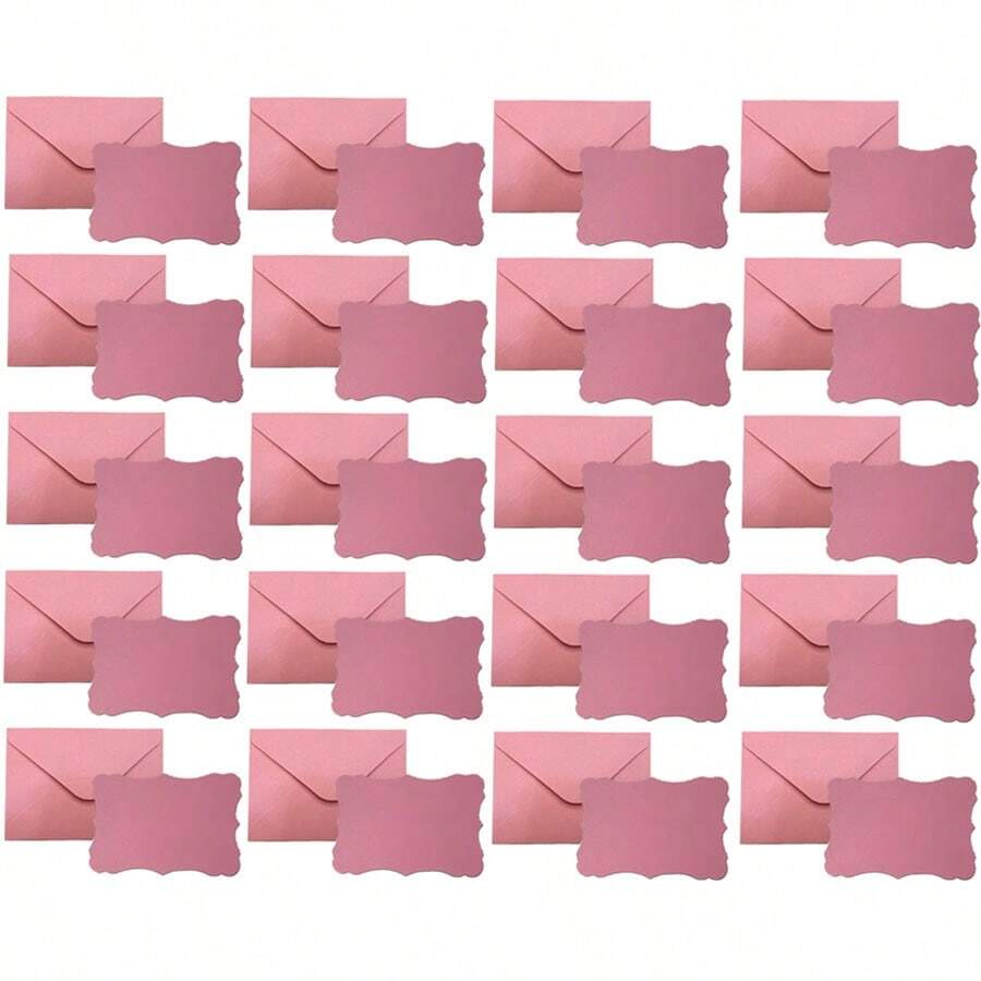 20pcs Envelopes + 20pcs Cards, Includes Pink Blank Greeting Cards & Small Self-Adhesive Envelopes, Suitable For Graduation Ceremony, Invitations, Baby Shower, Wedding And RSVP Cards