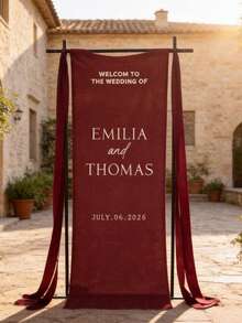 Customized Wedding Welcome Sign, Fabric Wedding Banner, Personalized Name Wedding Fabric Sign, 3 Types Of Fabric Available, Bridal Shower Reception Signage, Personalized Fabric Welcome Sign - Multicolor - View 2