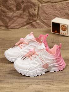 1 Đôi giày bệt màu gradient Unisex, thời trang và sành điệu cho trẻ em, đế mềm không thoáng khí, giày chạy bộ đa năng, phong cách, thích hợp cho học sinh mang hàng ngày, mọi mùa (Đế ngoài) - Hồng - Xem 3