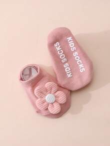 4 Pasang Kaos Kaki Bayi/Balita Perempuan Motif Bunga Lucu, Kaos Kaki Pendek Warna Polos Anti Selip, Serbaguna untuk Semua Musim - MultiWarna - View 5